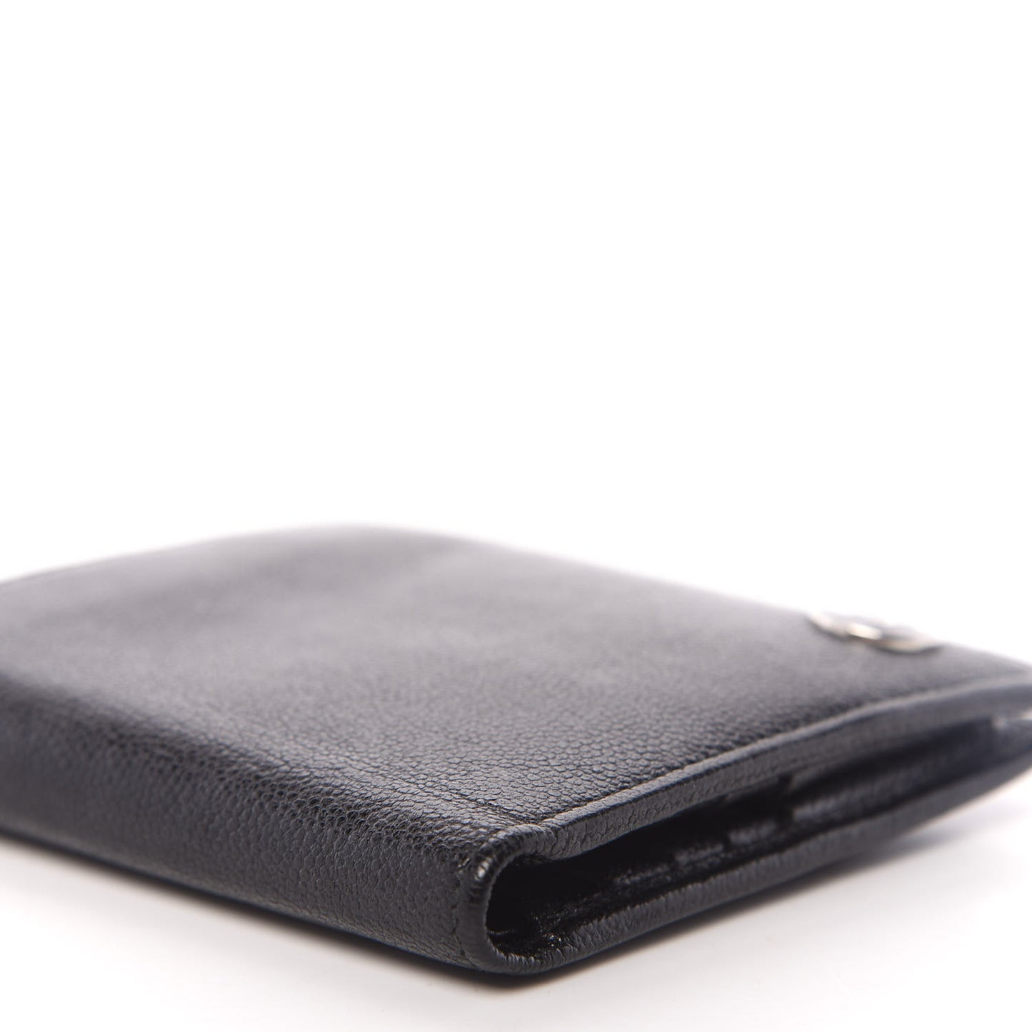 Caviar CC Button Bi-Fold Wallet Black