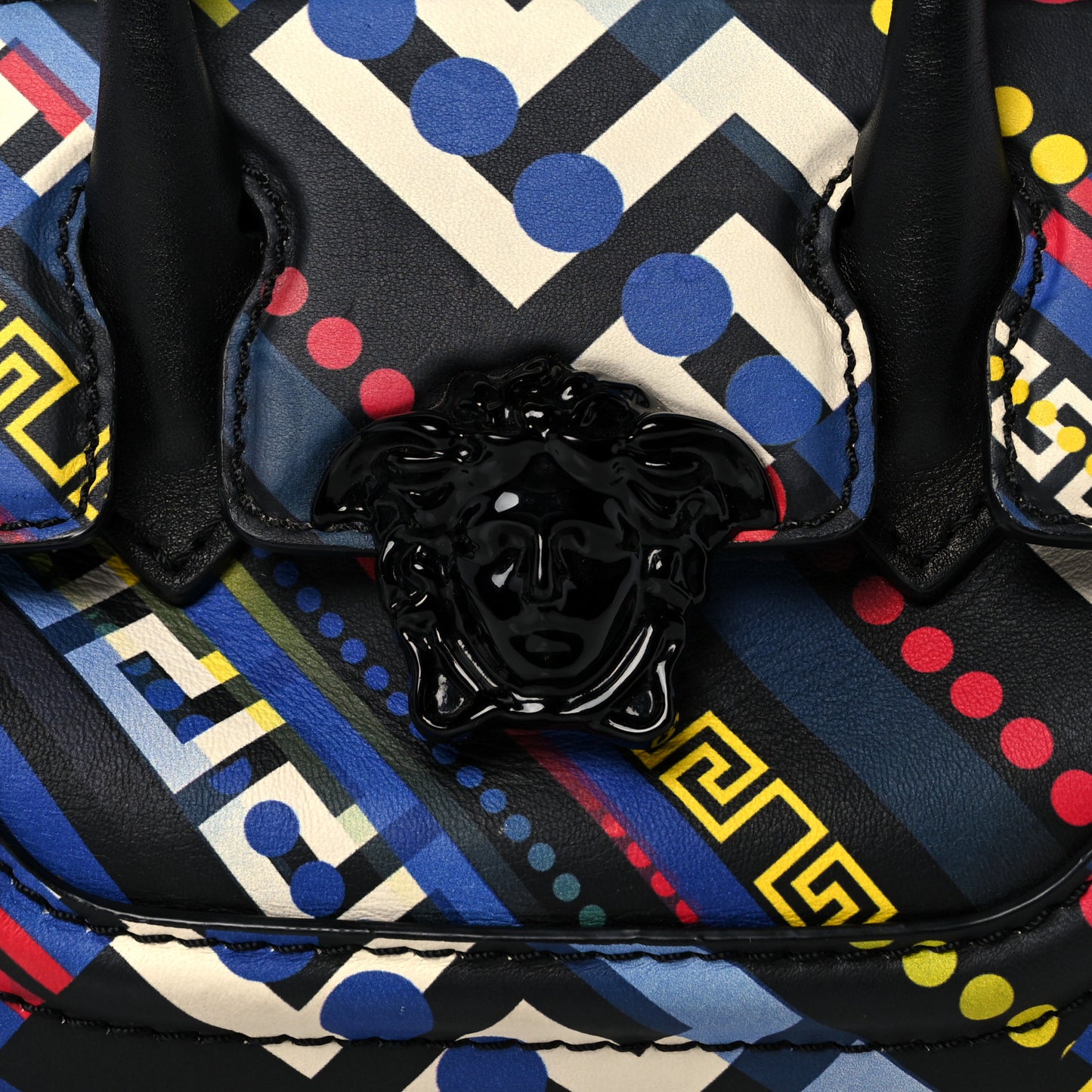Calfskin Printed Small Palazzo Empire Bag Multicolor Black