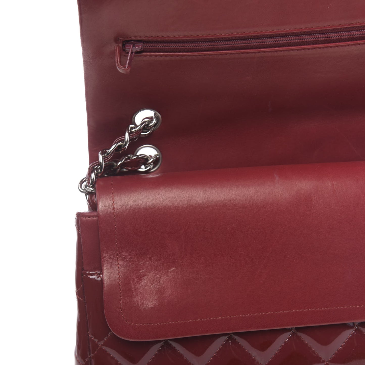 Patent Quilted Maxi Double Flap Red