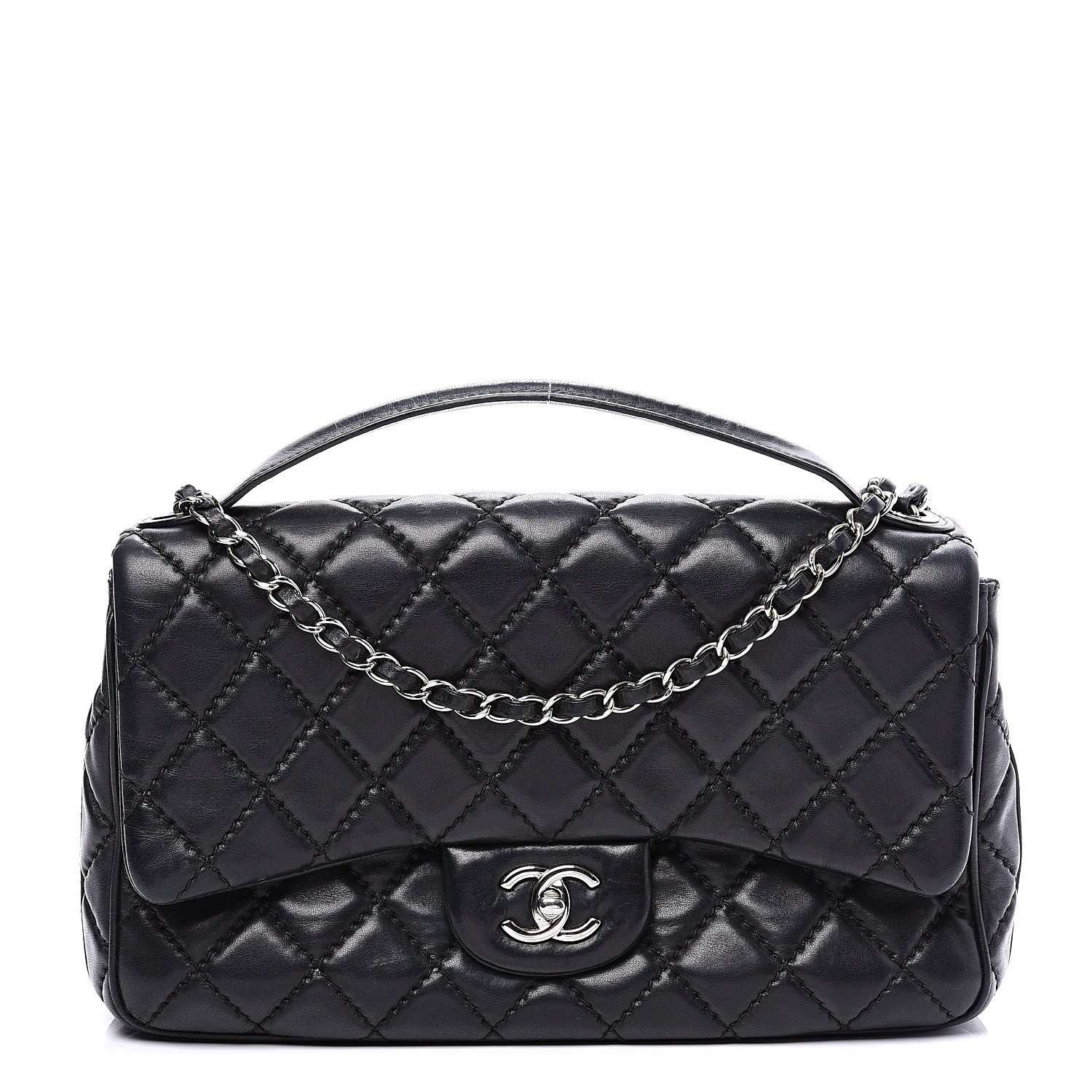 Chanel Lambskin Quilted Jumbo Easy Carry Flap Black 1 of 9