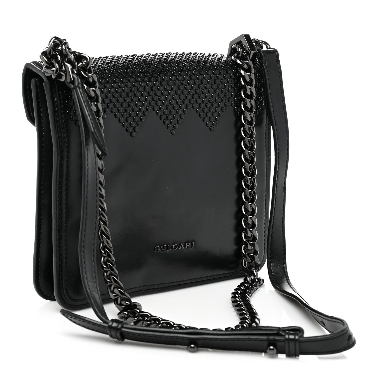 Bulgari X NICHOLAS KIRKWOOD Calfskin Studded Serpenti Forever Crossbody Black 2 of 23