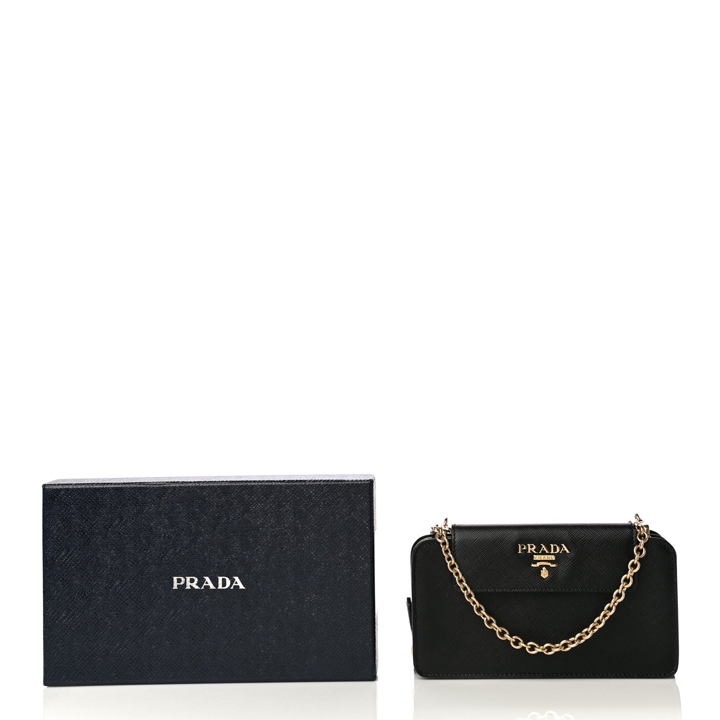 Saffiano Chain Wallet Black