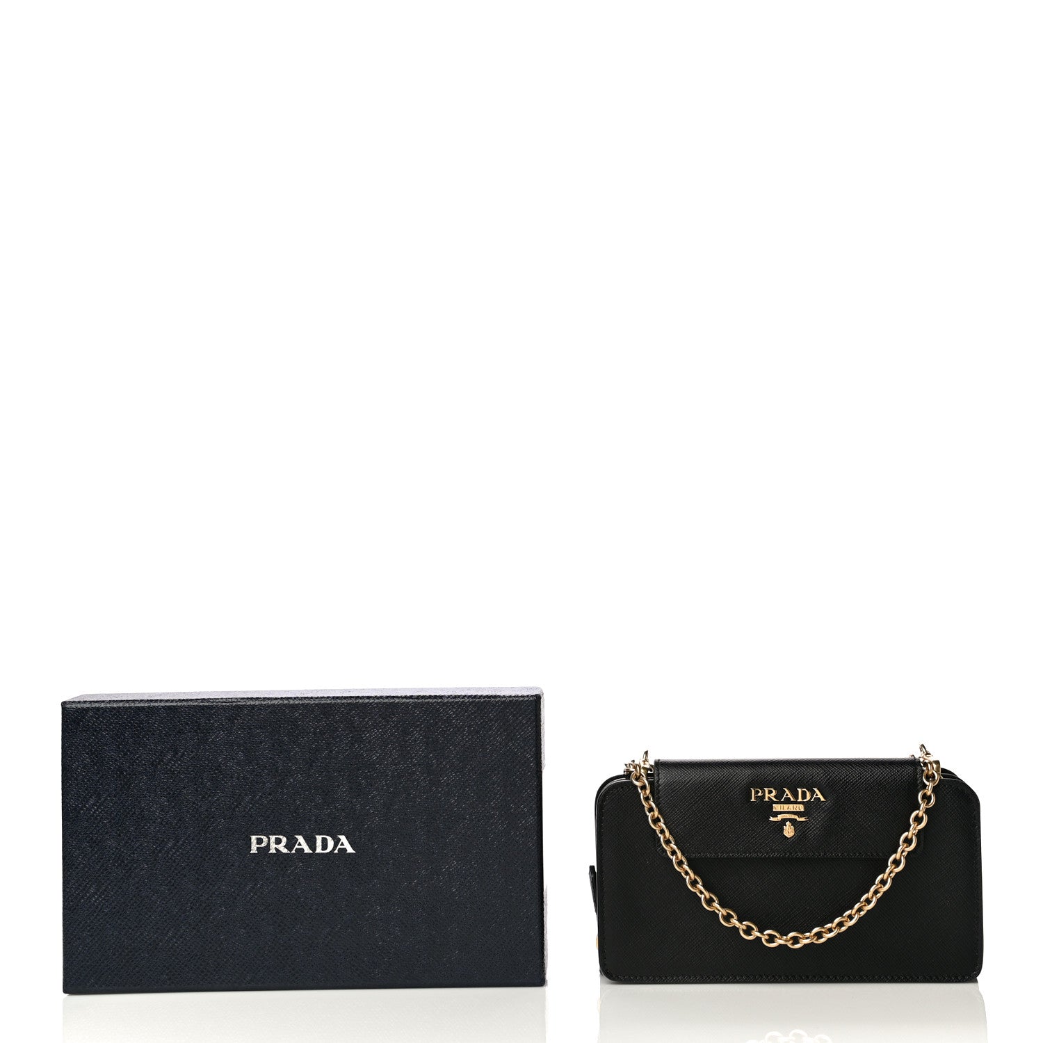 Prada Saffiano Chain Wallet Black 11 of 11