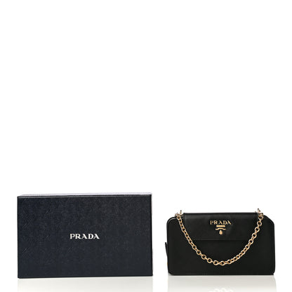 Prada Saffiano Chain Wallet Black 11 of 11