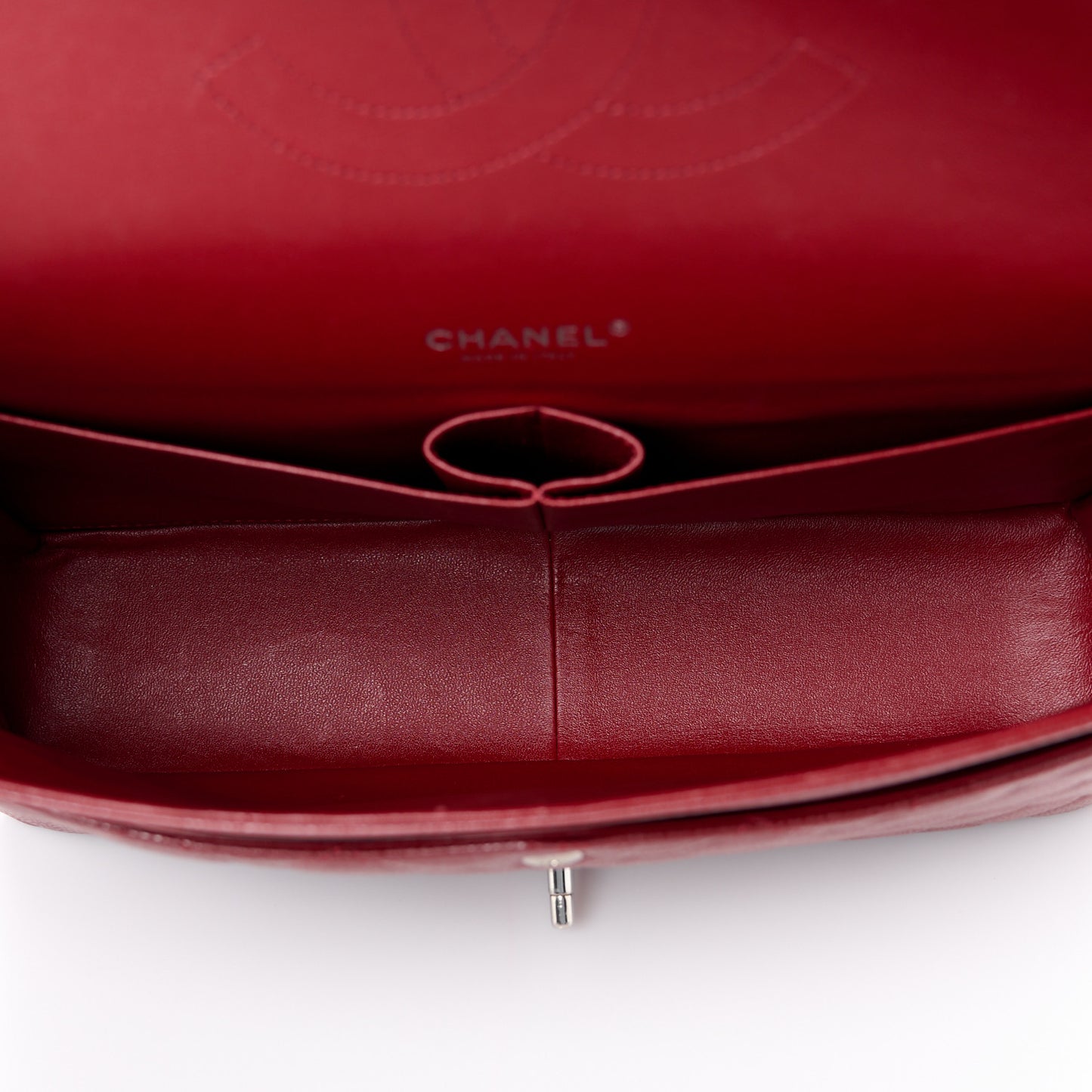 Caviar Quilted Maxi Double Flap Dark Red