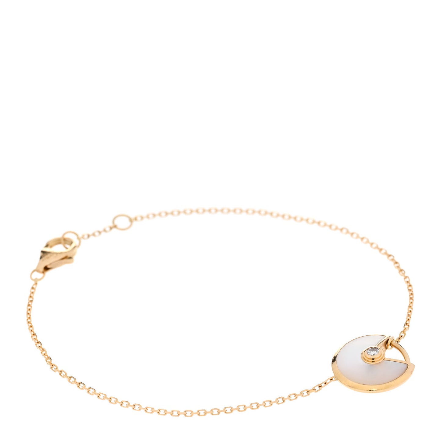 18K Yellow Gold Diamond Mother of Pearl Amulette de Cartier Bracelet