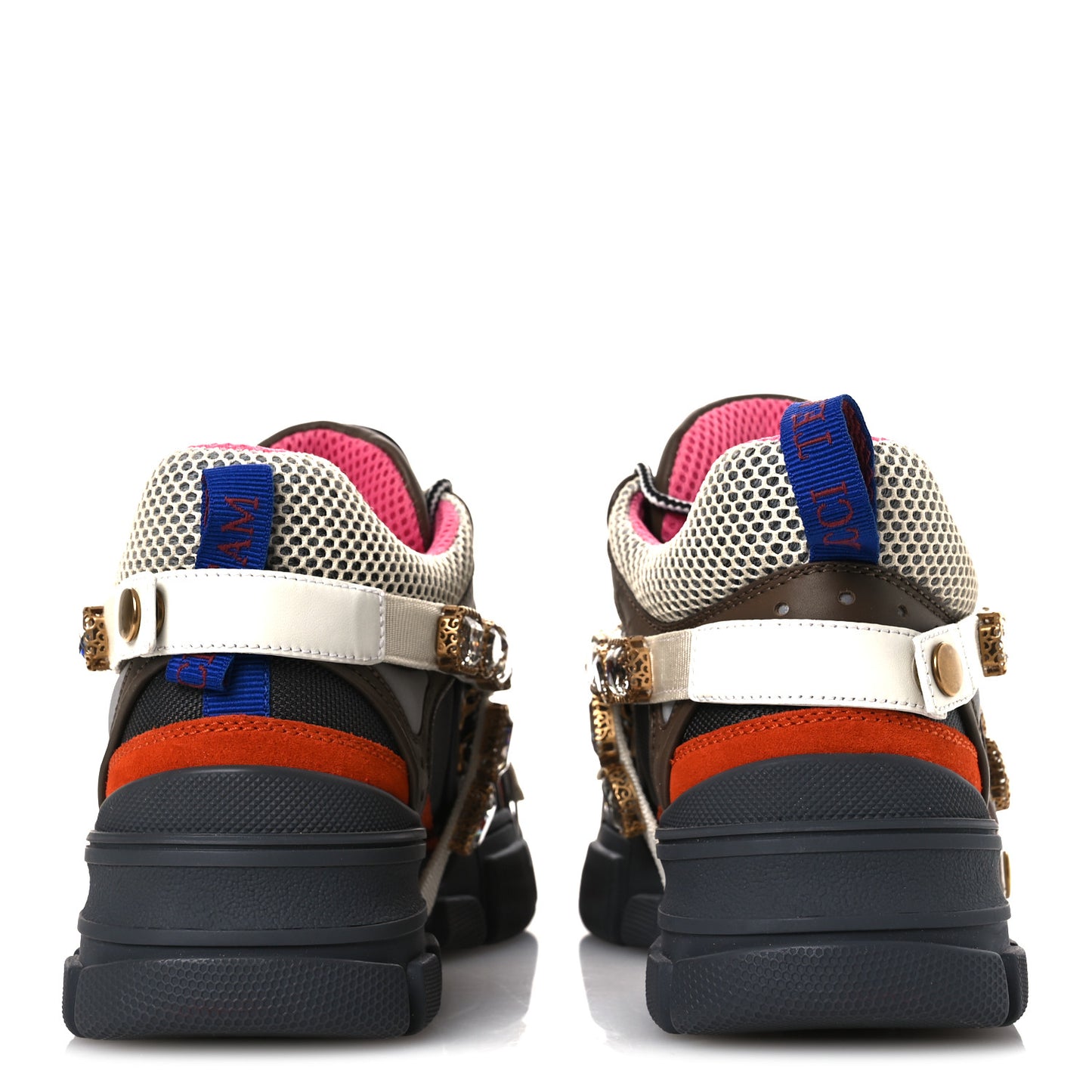 X SEGA Mesh Canvas Calfskin Removable Crystals Womens Flashtrek Sneakers 37 White Box Pink Ardesia Loess