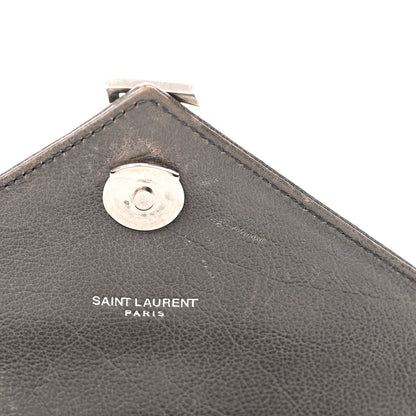 Saint Laurent Sheepskin Matelasse Chevron Monogram Medium College Bag Asphalt 20 of 22