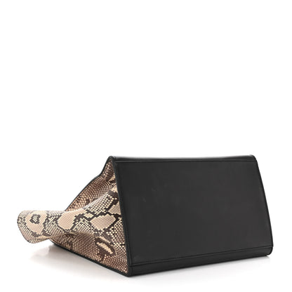 Celine Snakeskin Calfskin Medium Trapeze Black Red 4 of 10