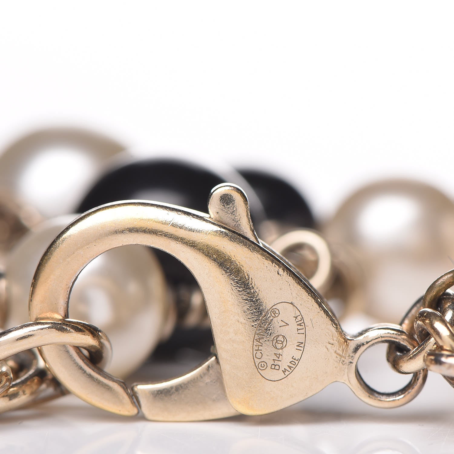 Chanel Enamel Pearl Beaded CC Bracelet Gold Black 4 of 6