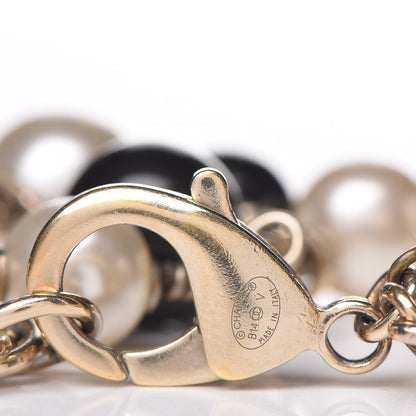 Chanel Enamel Pearl Beaded CC Bracelet Gold Black 4 of 6