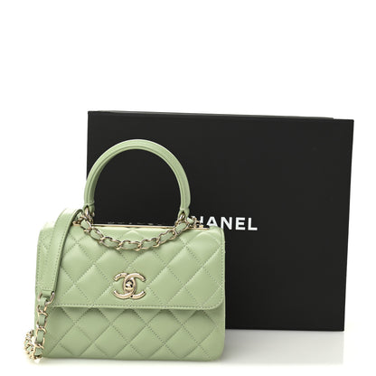 Chanel Lambskin Lacquered Quilted Mini Trendy CC Dual Handle Flap Bag Light Green 11 of 11