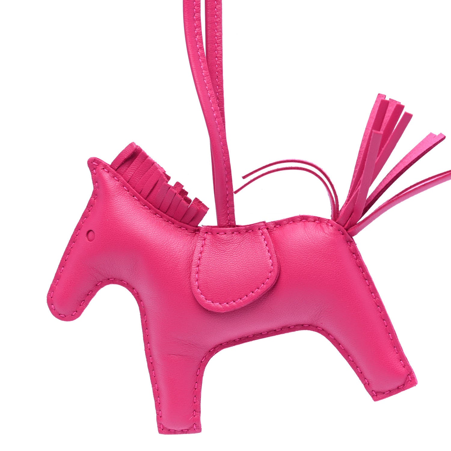 Hermes Milo Lambskin Grigri Rodeo Horse Bag Charm MM Rose Mexico 3 of 4
