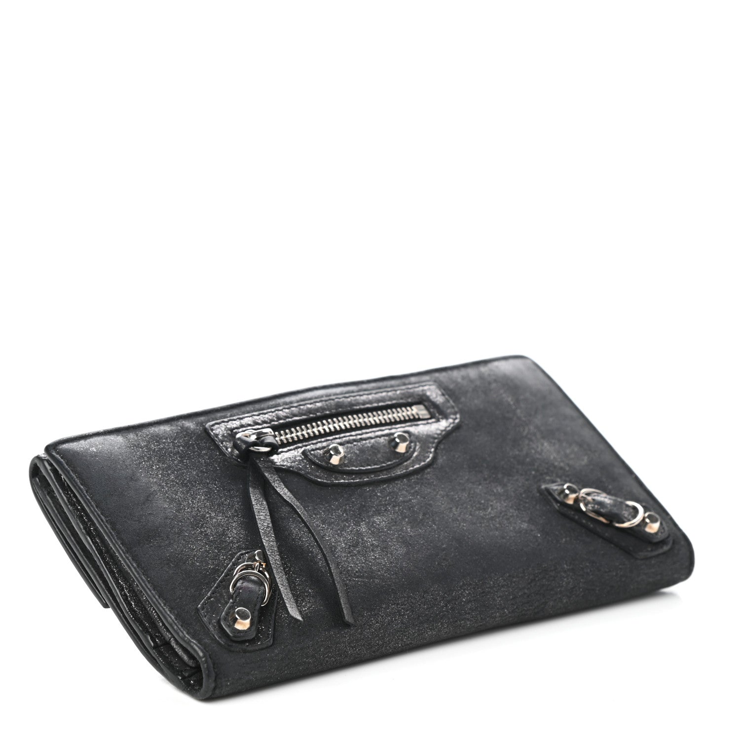 Balenciaga Metallic Calfskin Milkyway Platre Continental Wallet Black 4 of 6