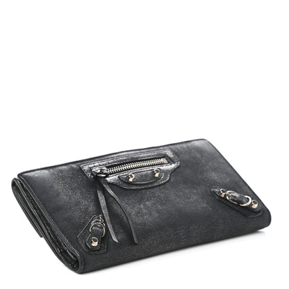 Balenciaga Metallic Calfskin Milkyway Platre Continental Wallet Black 4 of 6