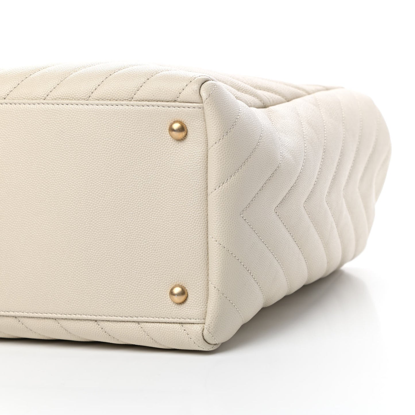 Caviar Chevron Quilted Coco Handle Shopping Tote Ivory
