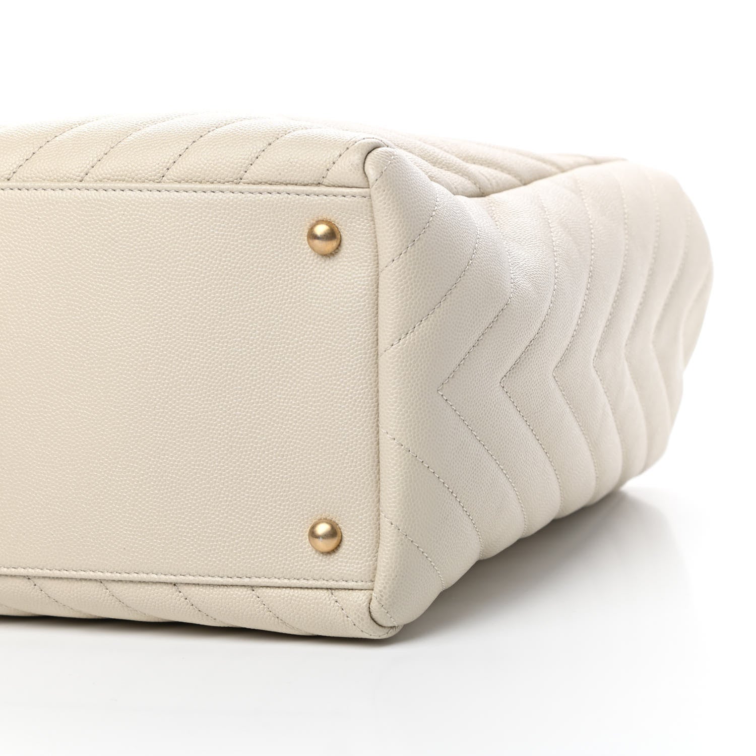 Chanel Caviar Chevron Quilted Coco Handle Shopping Tote Ivory 12 of 13