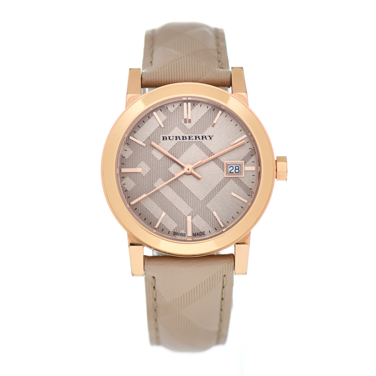 Burberry Stainless Steel Calfskin 34mm The City Quartz Watch Beige BU9154 1 of 5