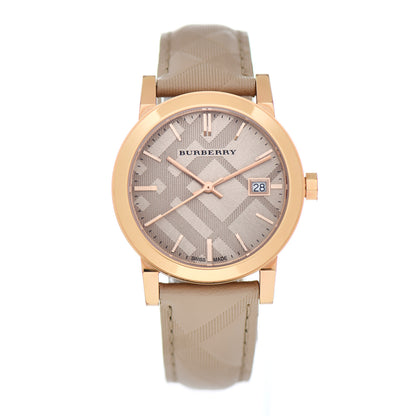 Burberry Stainless Steel Calfskin 34mm The City Quartz Watch Beige BU9154 1 of 5