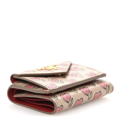 Prada Vitello Move Love Print Envelope Tri-Fold Wallet Cipria 4 of 11