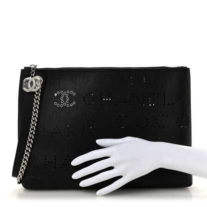 Chanel Calfskin Eyelets Clutch Black 2 of 7