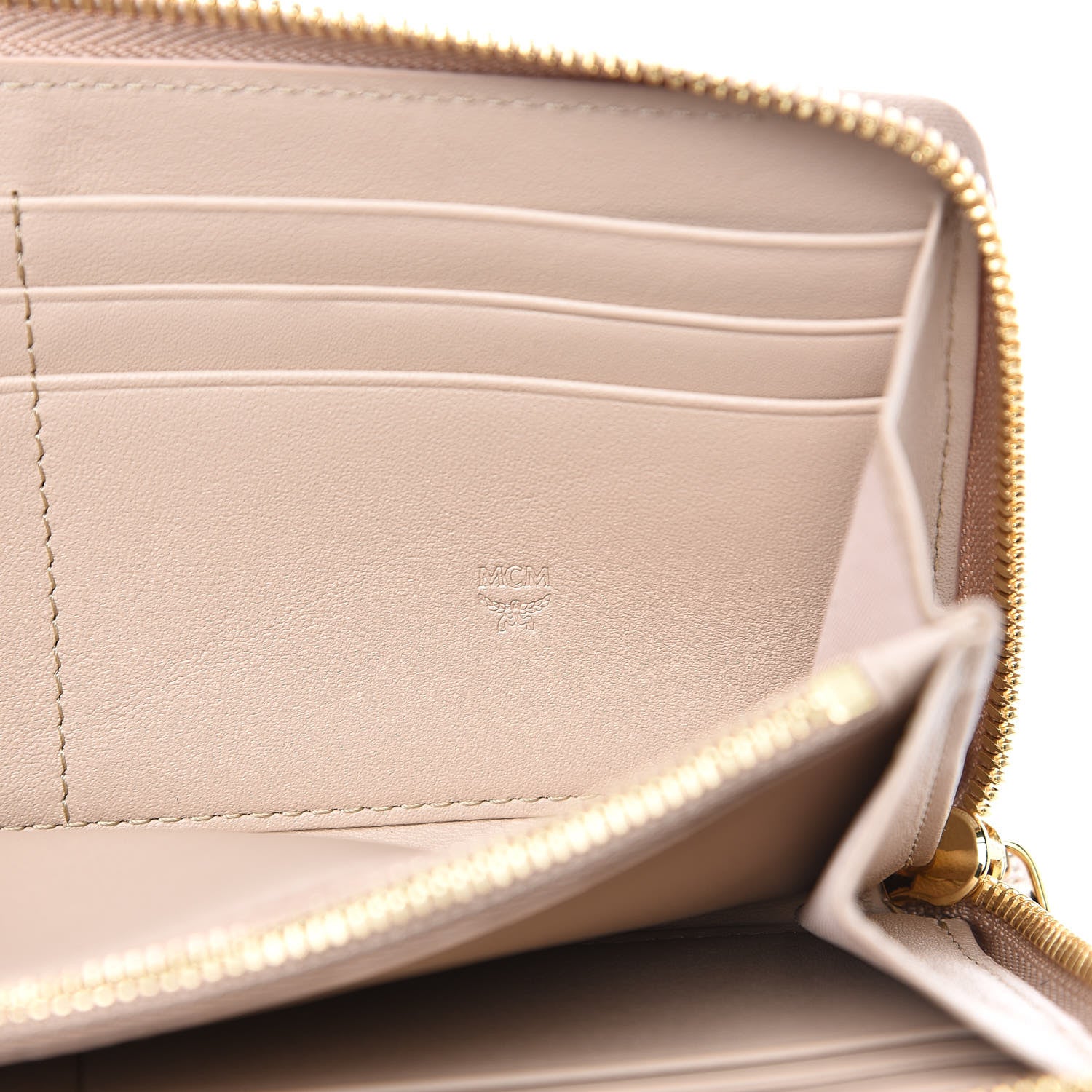 MCM Visetos Large Zip Around Wallet Beige 6 of 9