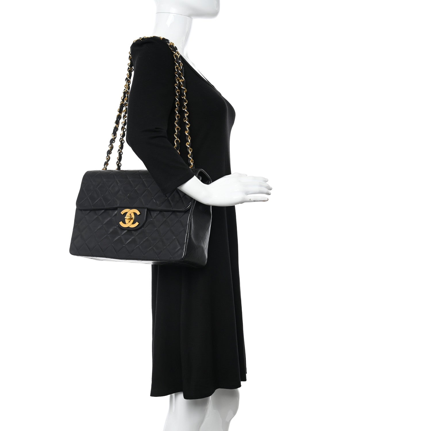 Chanel Lambskin Quilted XL Jumbo Single Flap Black 2 of 24