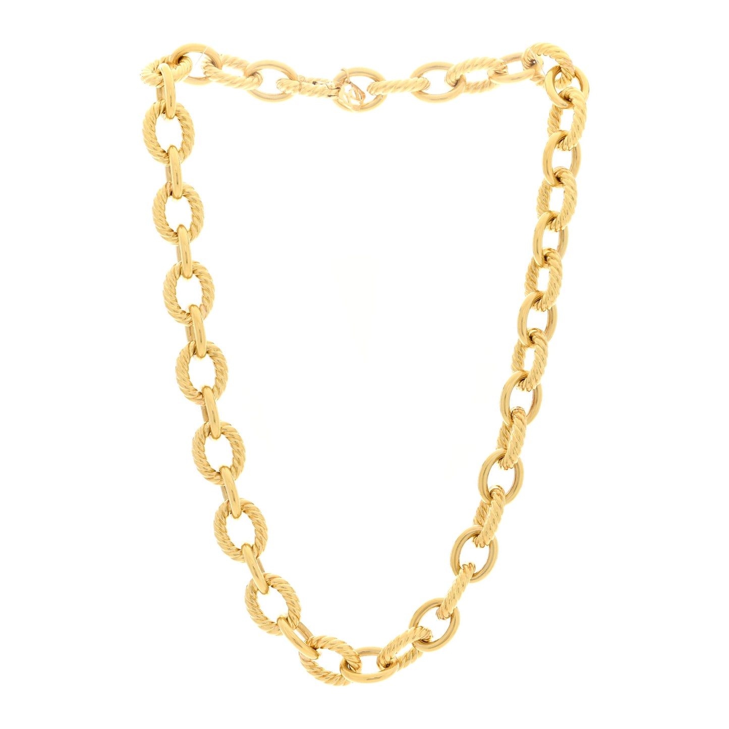 18K Yellow Gold 12mm Large Oval Link Necklace