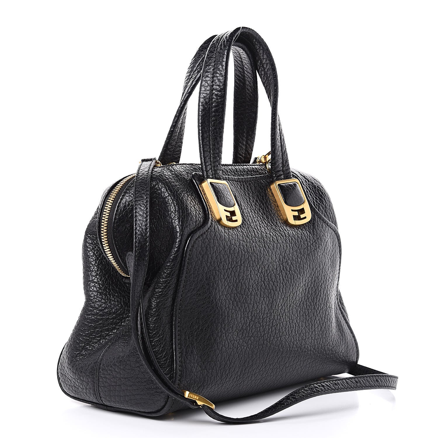 Fendi Pebbled Calfskin Small Chameleon Tote Black 3 of 11