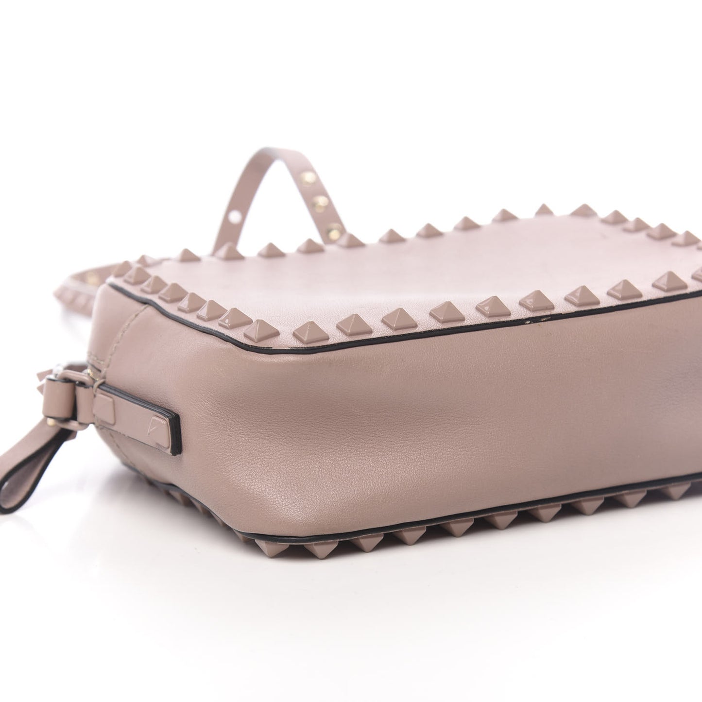 Calfskin Monochrome Rockstud Camera Crossbody Bag Poudre