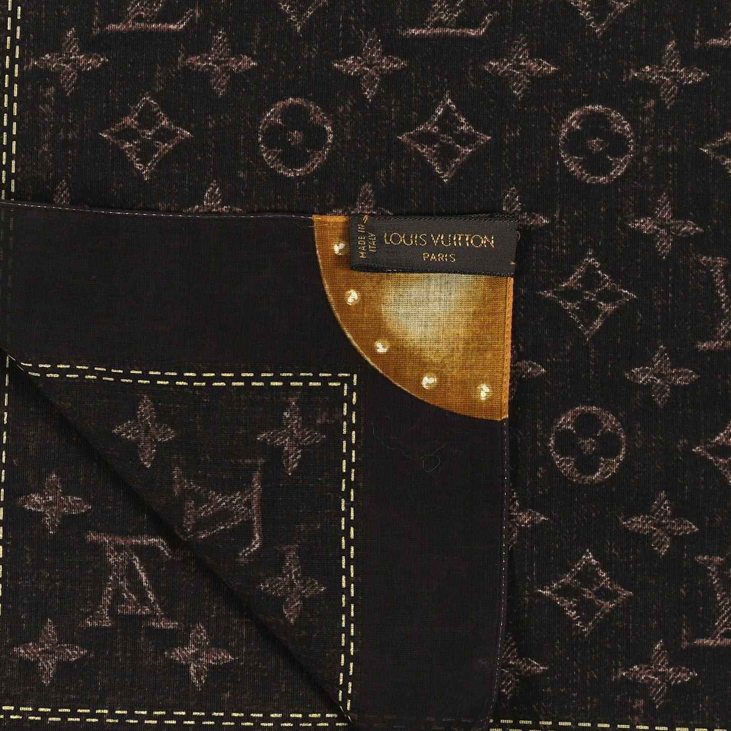 Cotton Denim Monogram Scarf Ebene