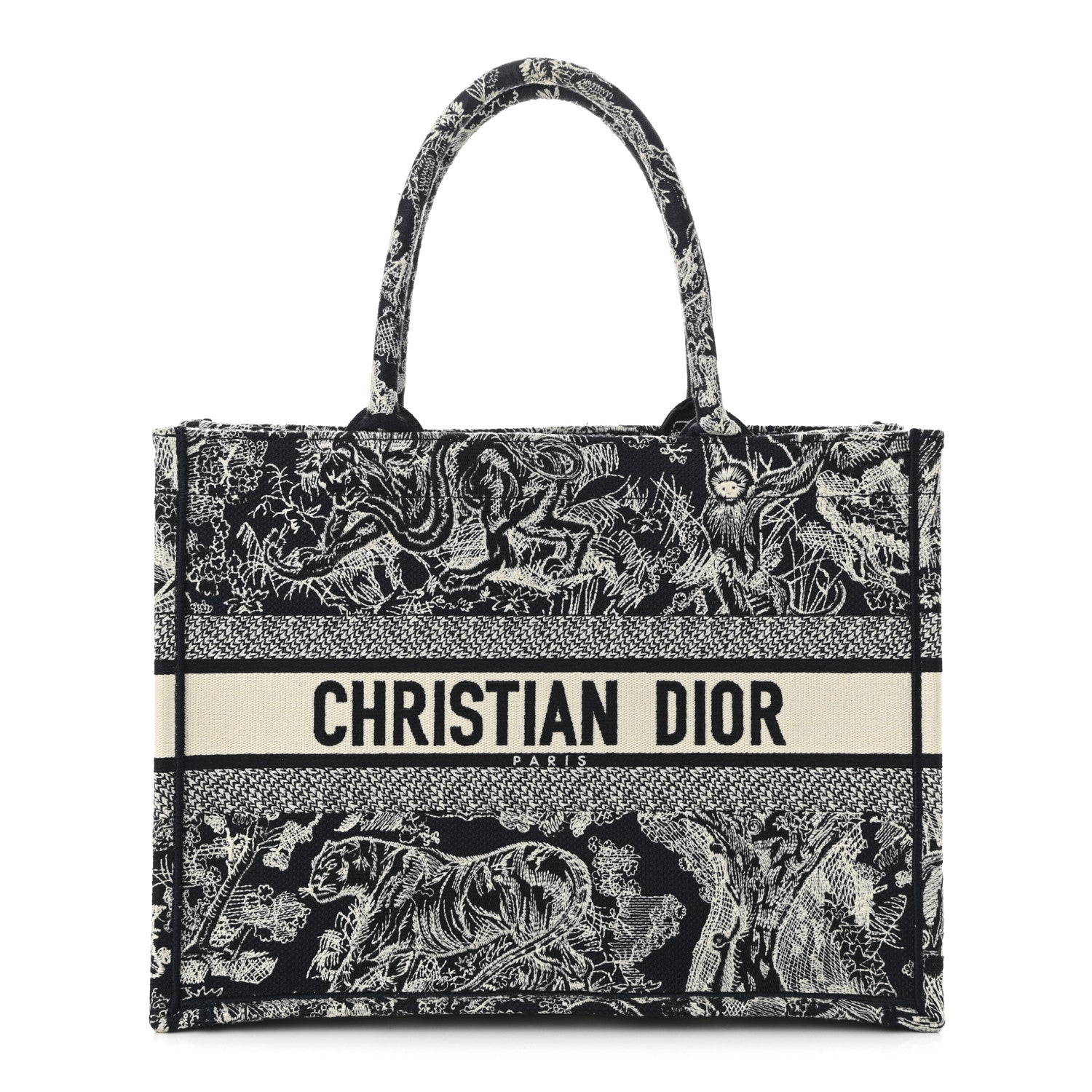 Christian Dior Canvas Embroidered Medium Dioriviera Toile De Jouy Reverse Book Tote Blue 1 of 10