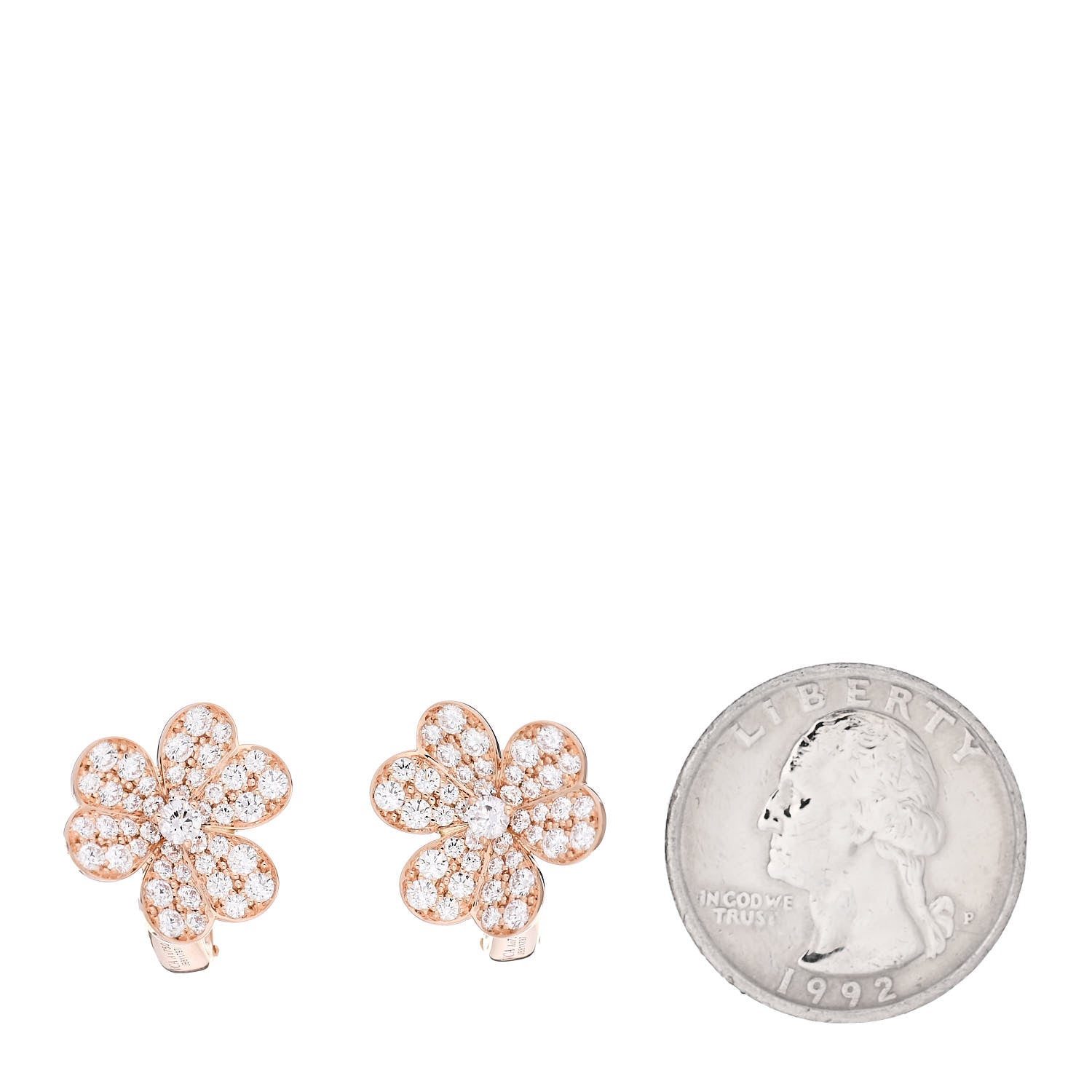 Van Cleef & Arpels 18K Rose Gold Diamond Small Frivole Pave Earrings 2 of 5