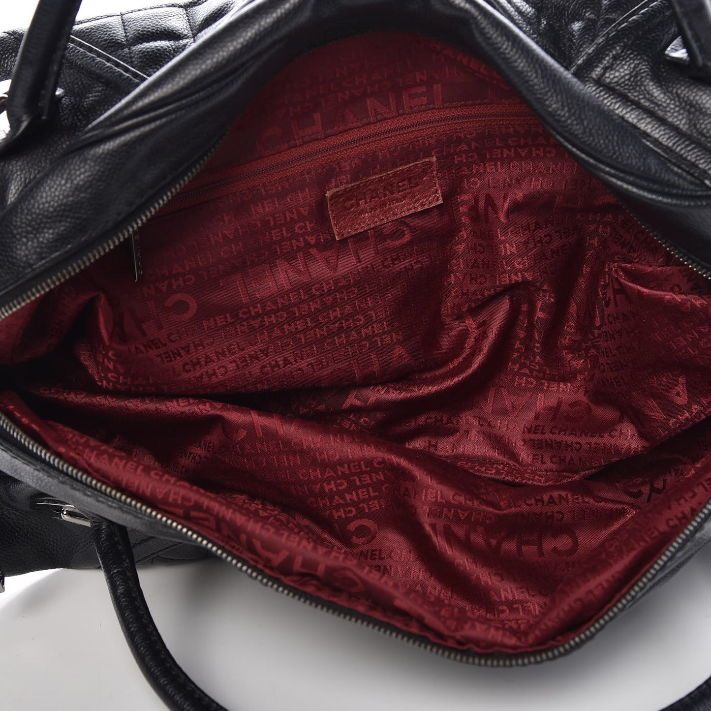 Caviar Square Quilted Dome Satchel Black