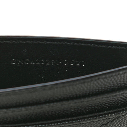 Saint Laurent Grain De Poudre Matelasse Chevron Monogram Credit Card Case Black 6 of 12