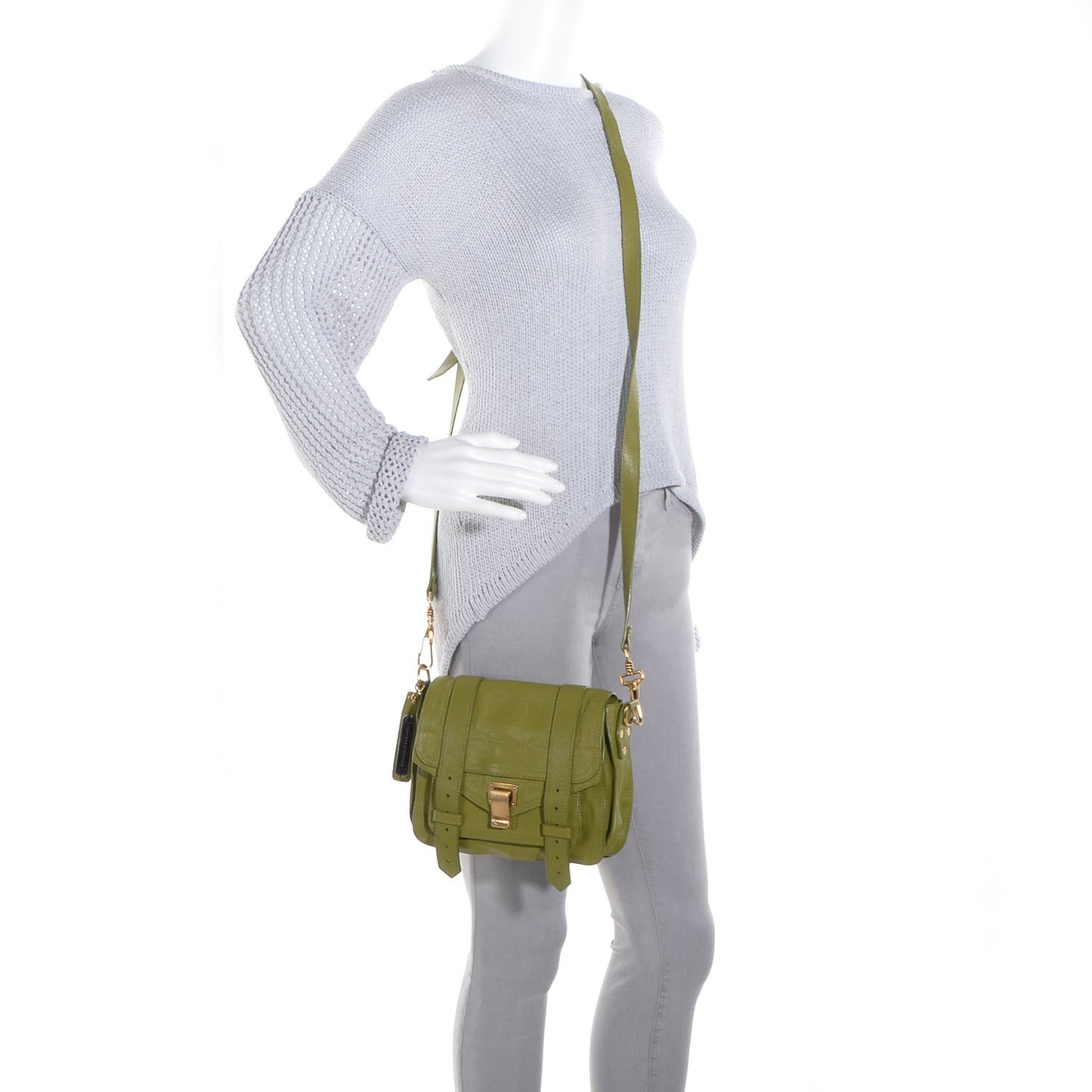 Leather PS1 Mini Pouch Messenger Bag Green