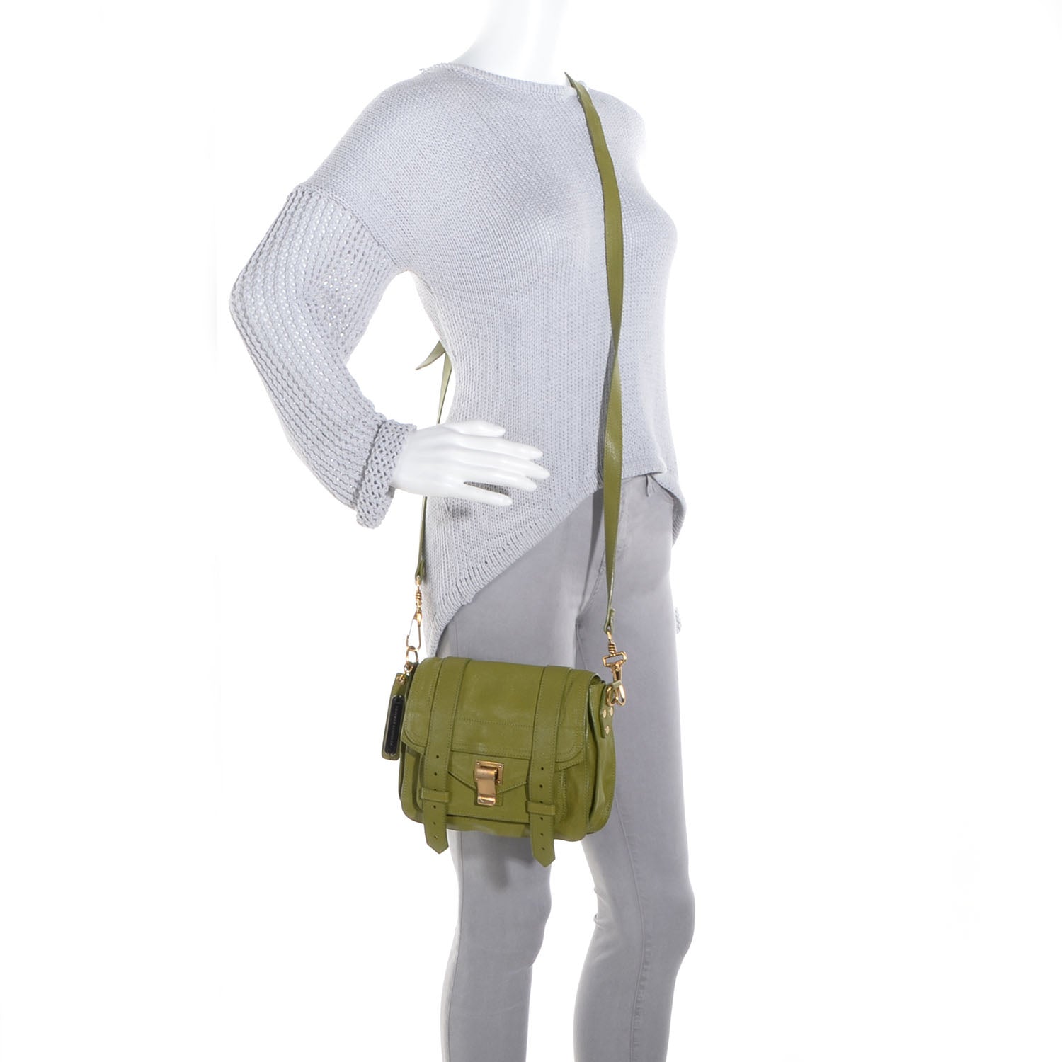 Proenza Schouler Leather PS1 Mini Pouch Messenger Bag Green 2 of 13