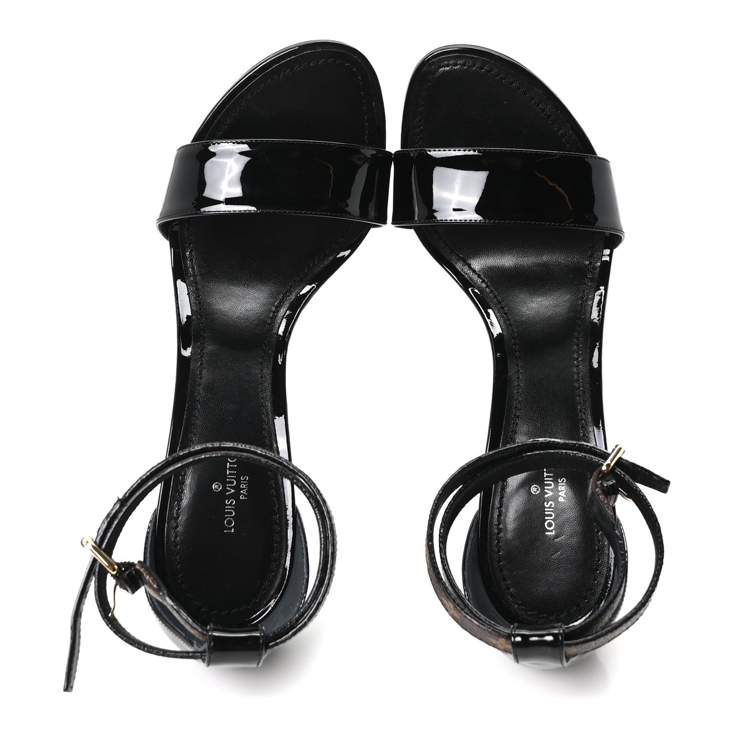 Patent Monogram Call Back Sandals 37 Black