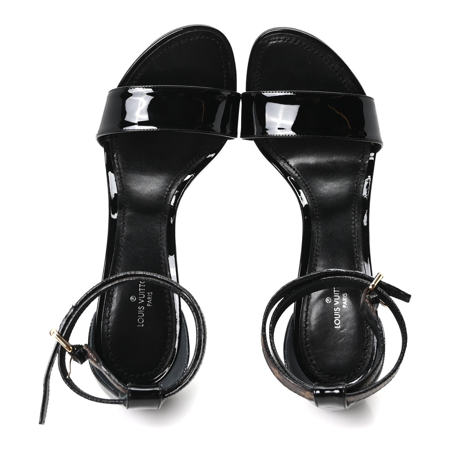 Louis Vuitton Patent Monogram Call Back Sandals 37 Black 2 of 10