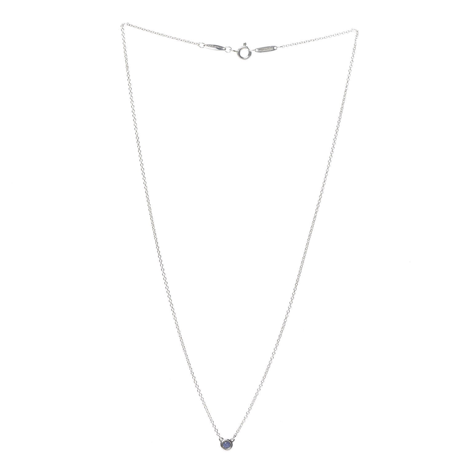 Tiffany Sterling Silver Tanzanite .07ct Elsa Peretti Color By The Yard Necklace 3 of 6