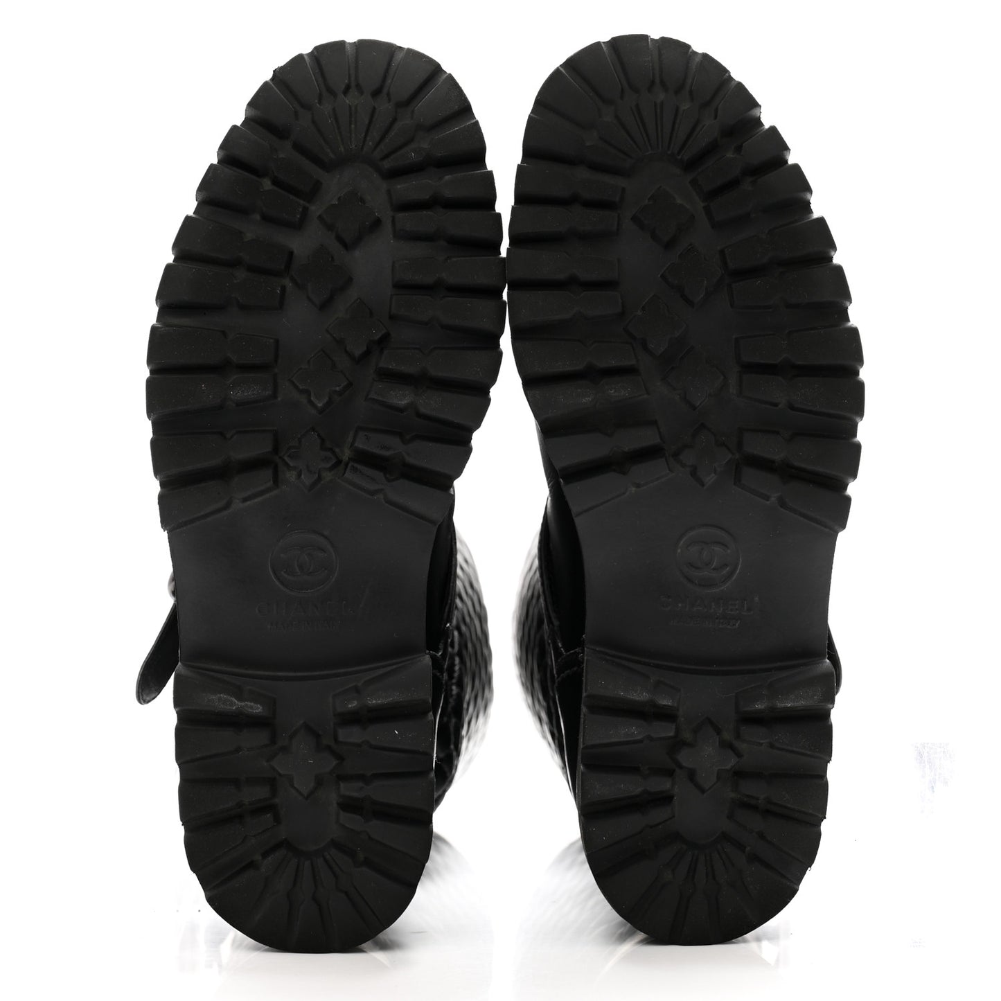 Calfskin Quilted Biker Boots 40 Black