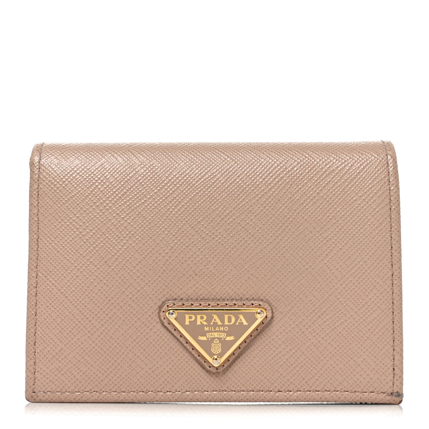 Prada Saffiano Triangle Bi-Fold Compact Wallet Cipria 1 of 6