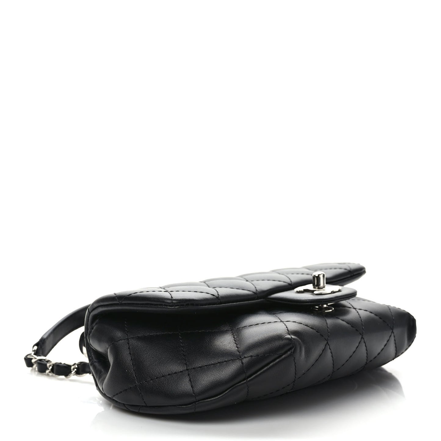 Calfskin Quilted CC Uniform Flap Belt Bag Black