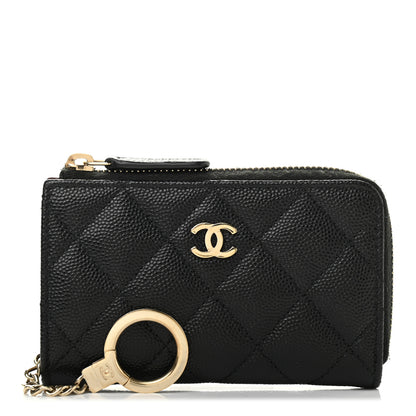 Chanel Caviar Quilted Zipped Key Holder Case Black 1 of 8
