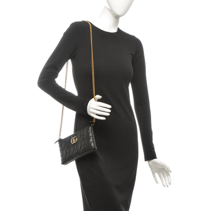 Gucci Calfskin Matelasse Mini Pearly GG Marmont Chain Bag Black 2 of 8