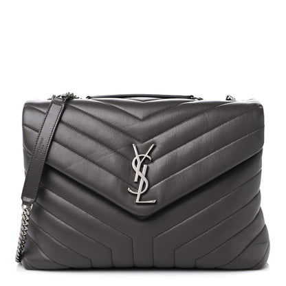Saint Laurent Calfskin Y Quilted Monogram Medium Loulou Chain Satchel Earth 1 of 11