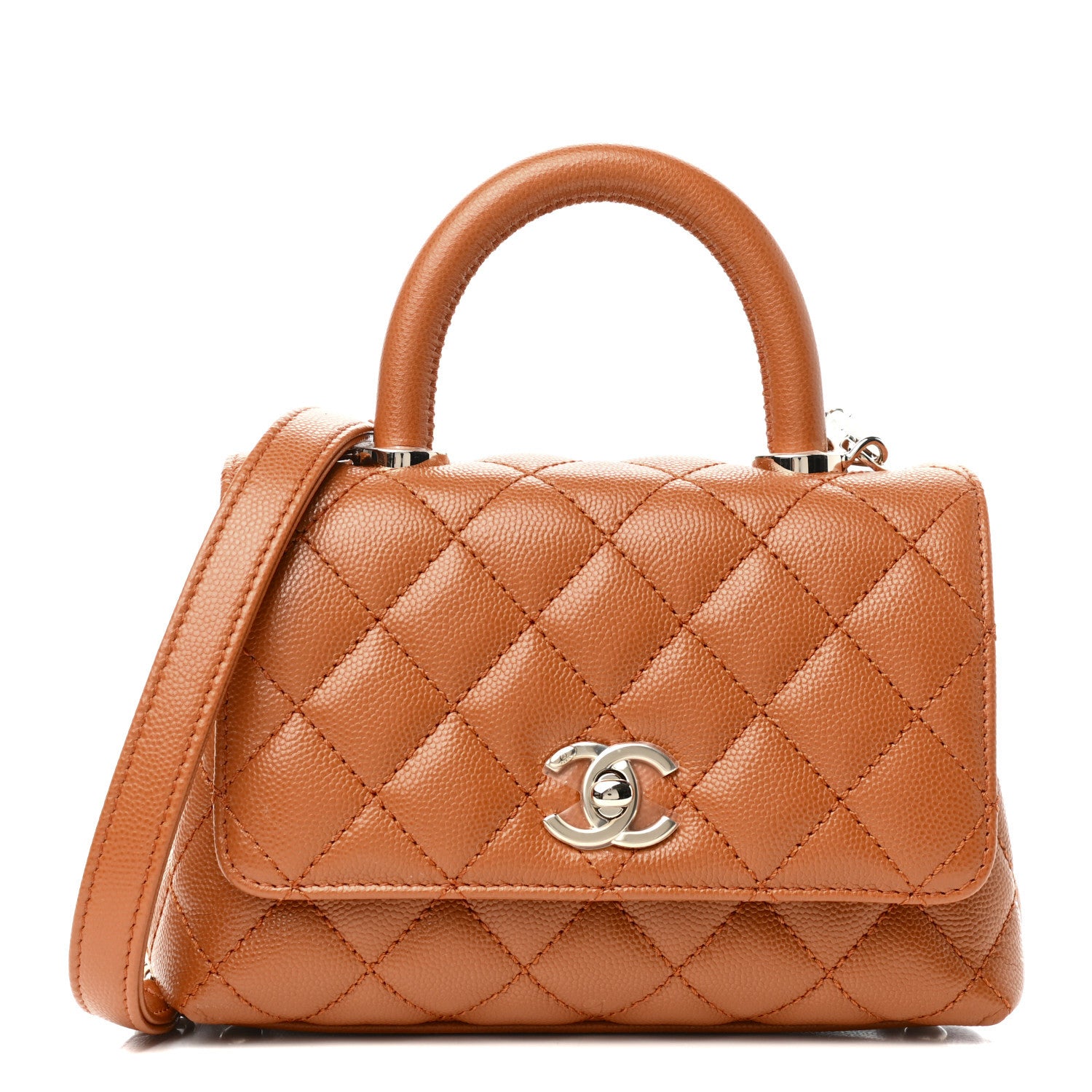 Chanel Caviar Quilted Extra Mini Coco Handle Flap Light Brown 1 of 9