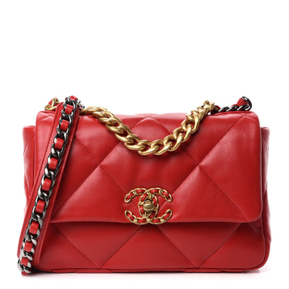 Chanel Lambskin Quilted Medium 19 Flap Red 1 of 11
