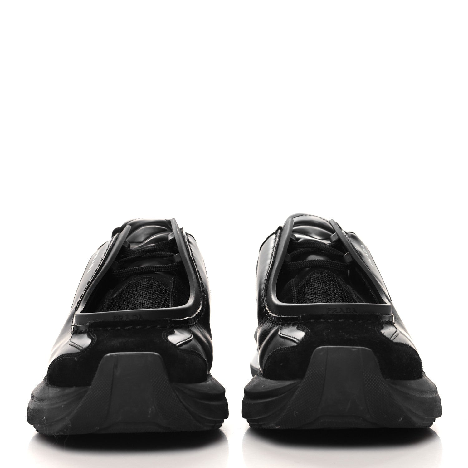 Prada Brushed Calfskin Mens Systeme Sneakers 10 Black 3 of 9