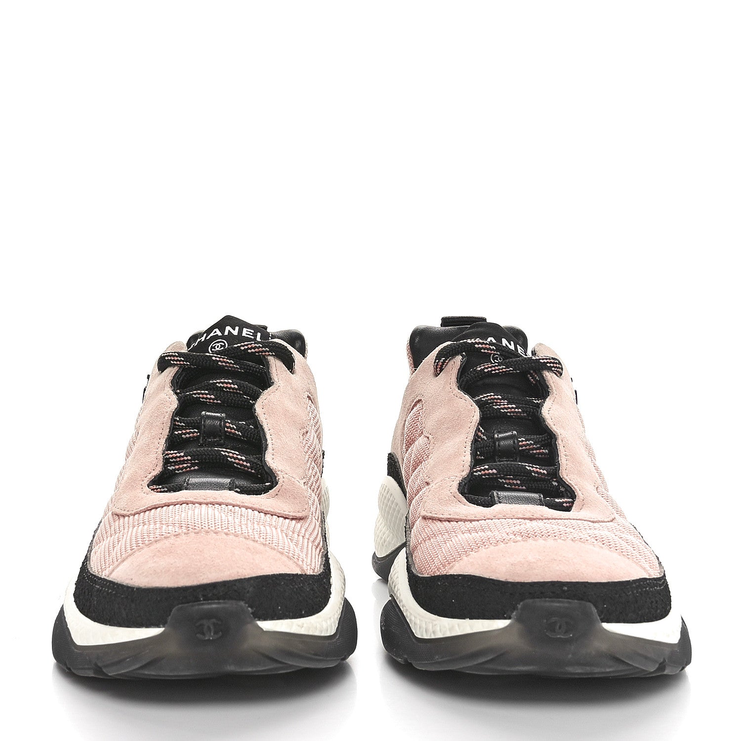 Chanel Mesh Suede Calfskin Quilted Sneakers 38 Pink Beige 3 of 10